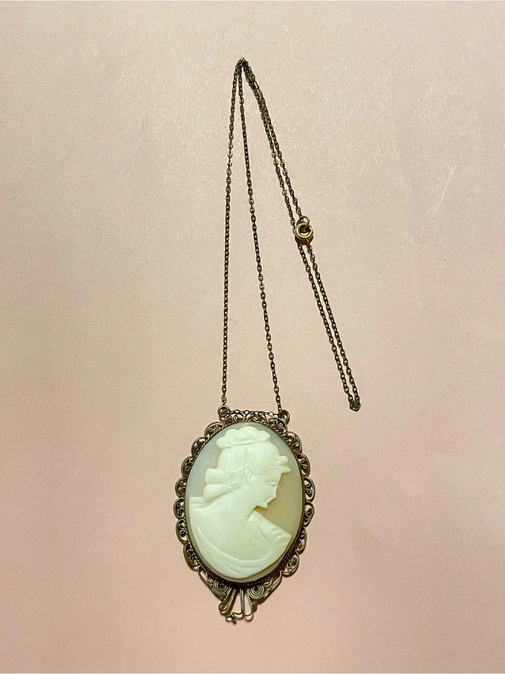 Antique Genuine Shell Cameo Necklace ~ Extra Large